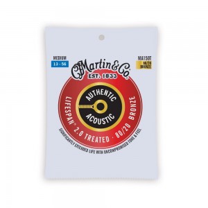 Martin Authentic Treated MA150T Medium 80/20 Acoustic Guitar Strings
