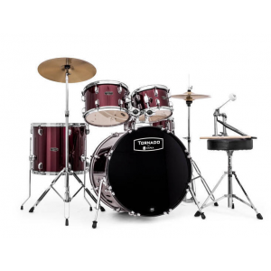 Mapex, Drum Set, Tornado, 5Pcs w /Hw, Throne & Cymbals-Black, Blue, Wine Red
