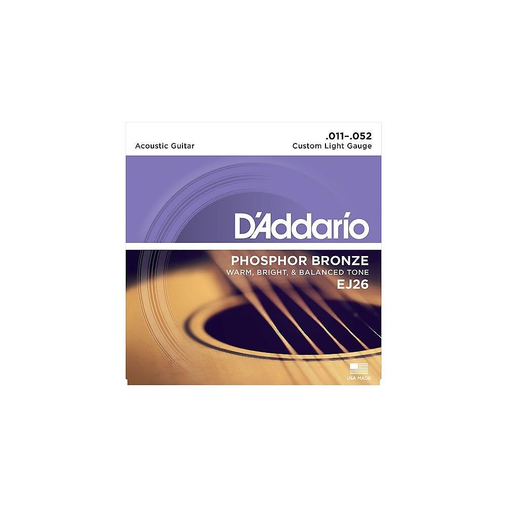 D'Addario EJ26 .011-.052 Acoustic Guitar String Phosphor Bronze Custom Lite