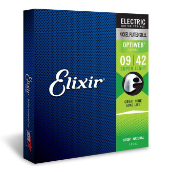 Elixir 19002 Optiweb Nickel Plated Electric Guitar Strings - Long Lasting Tone