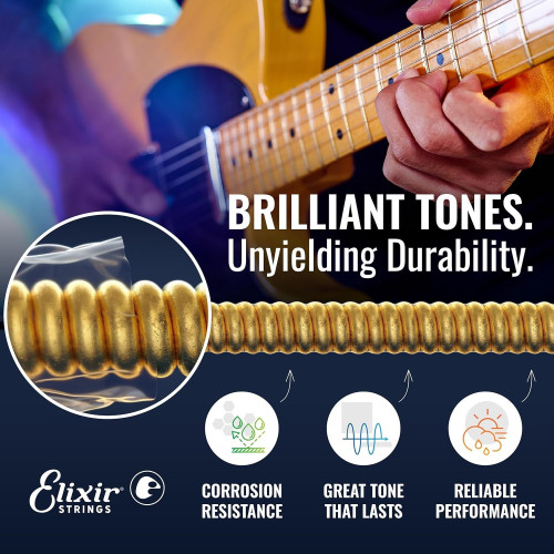 Elixir 19002 Optiweb Nickel Plated Electric Guitar Strings - Long Lasting Tone