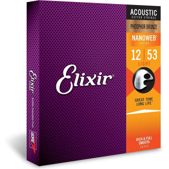 Elixir 16052 Nanoweb Phosphor Bronze Acoustic Guitar Strings