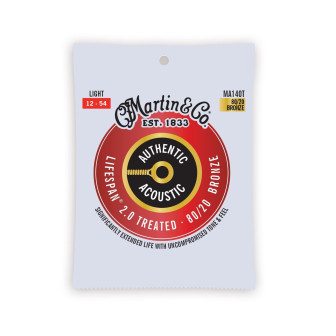 Martin Authentic Treated MA140T Light 80/20 Acoustic Guitar Strings