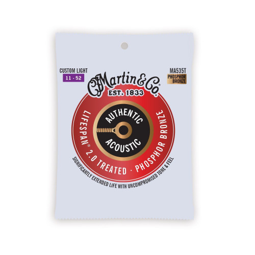 Martin Authentic Treated MA535T Custom Light Acoustic Guitar Strings