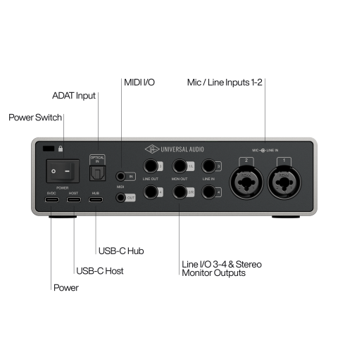 "Universal Audio Volt 4 (Gen 2) USB Audio Interface - Top Audio Interfaces"