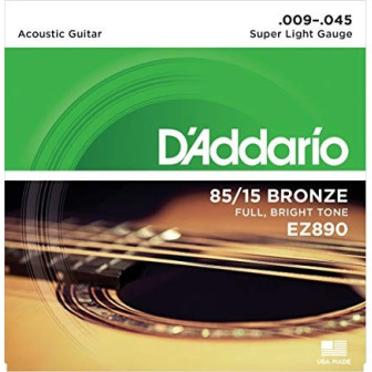 D'Addario EZ890 .009-.045 Super Light  Acoustic Guitar String Set