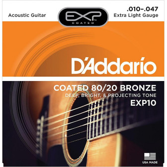 D'Addario, Acoustic Guitar Strings, 80/20 Bronze .010-.047 - Set EXP10 Extra Light
