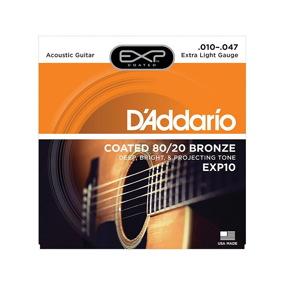 D'Addario, Acoustic Guitar Strings, 80/20 Bronze .010-.047 - Set EXP10 Extra Light